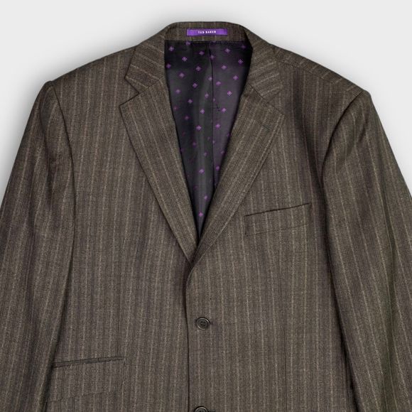 Ted Baker London Men's 42L Endurance Wool Striped Blazer Sport Jacket Brown - Picture 4 of 16